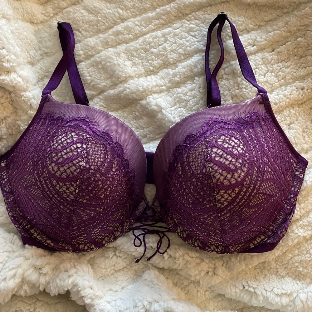 Victoria’s Secret “Very Sexy” Lace / Mesh Push-Up Bra w/ Corset Lace-Up Tie